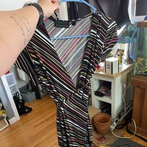 Striped Wrap around Dress